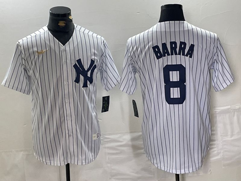 Men New York Yankees #8 Barra White stripe Game 2024 Nike MLB Jersey style 1->new york yankees->MLB Jersey